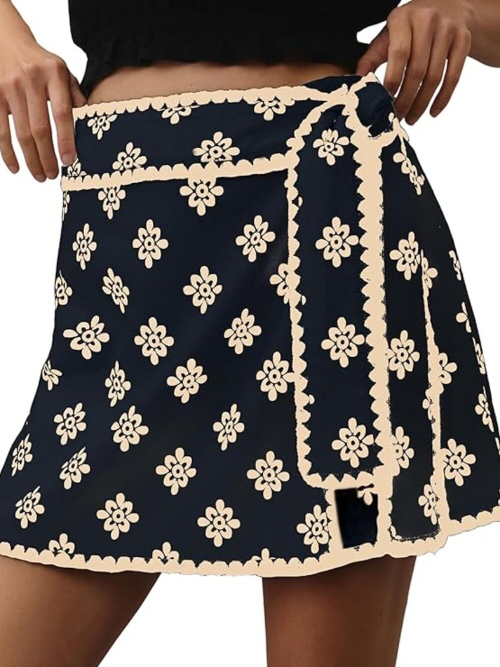 New - Women Wrap Skort 2025 Casual Summer‎ Flowy Mini Skirt Knot Side Elastic